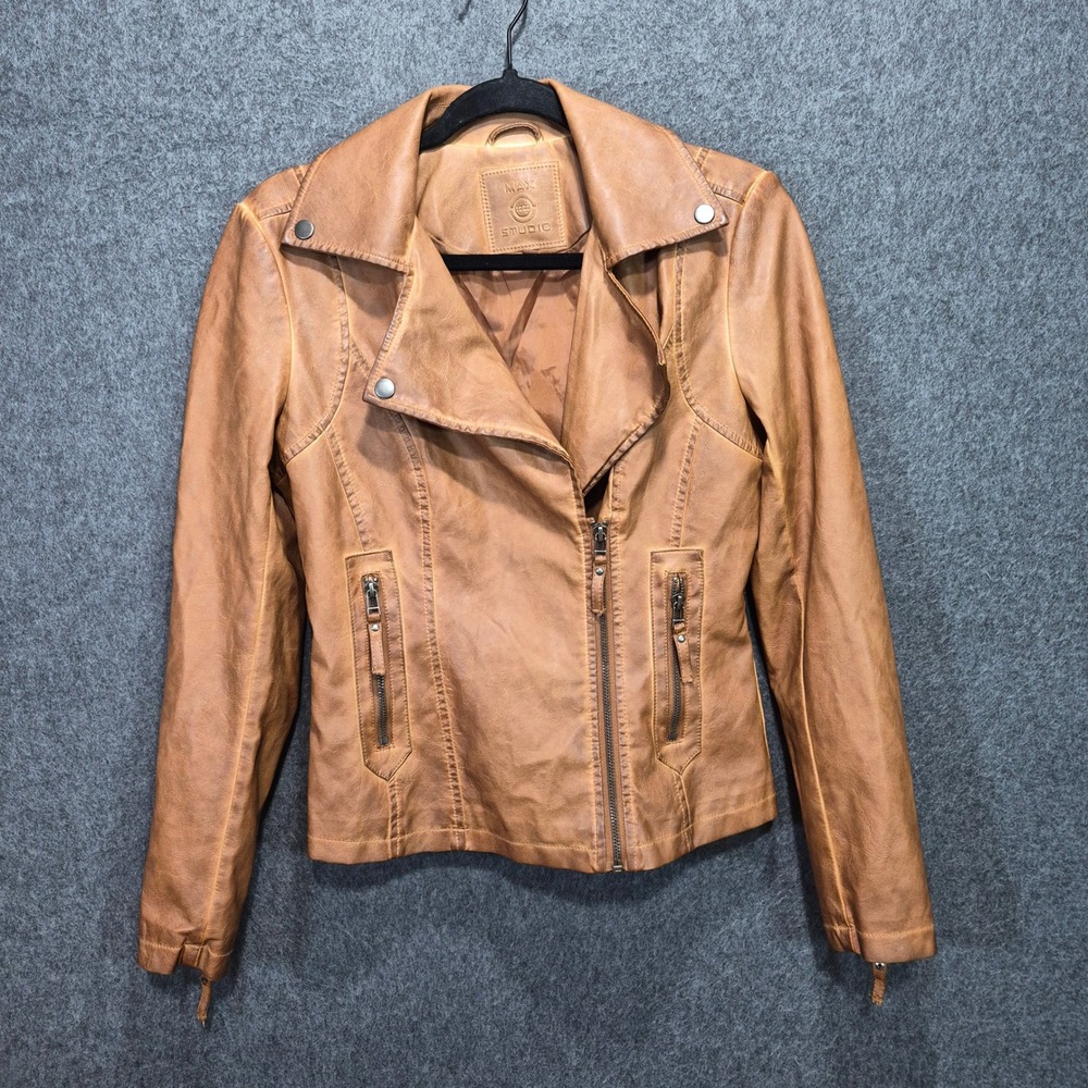 Max Studio Faux Leather Pleather Motorcycle XS Jacket Moto City Urban Y2K 90s